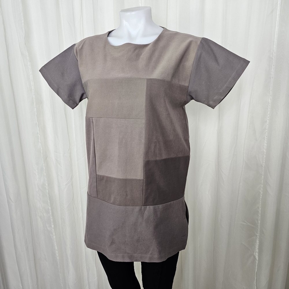 Renew Eileen Fisher Resewn Patchwork Kimono Tunic Taupe Size XS